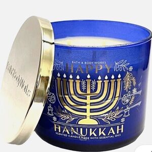 NWT Bath & Body Works Blue and Gold Hanukkah Candle